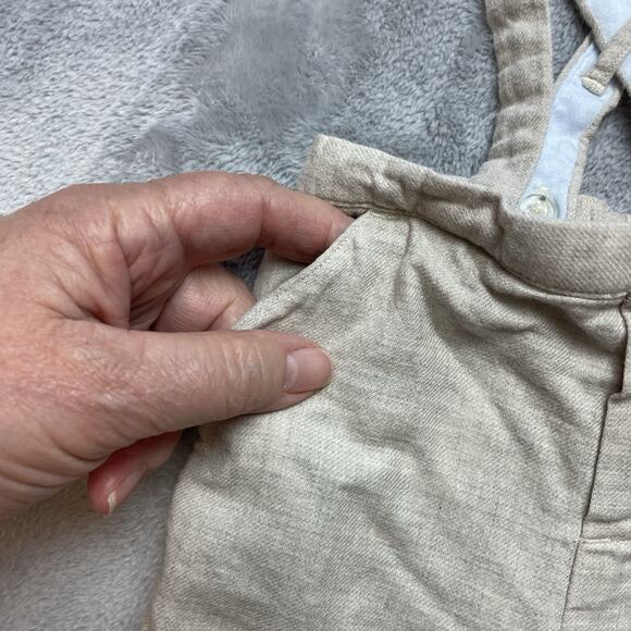 Janie and Jack Layette Overalls Romper Infant Boys 3-6 Month Beige 100% Cotton - Picture 7 of 7